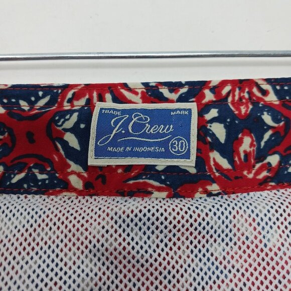 J. Crew Floral Swim Trunks Red Blue Size 30 - Picture 3 of 12